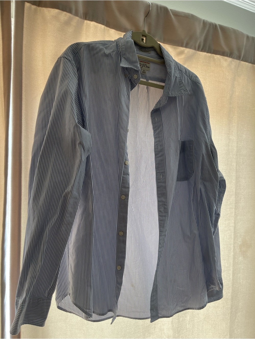 J. Crew Blue Stripe Button-Up Shirt Untucked